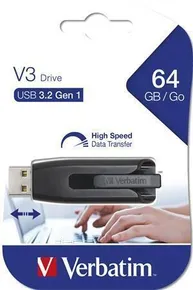 Pendrive V3, czarno-szary, 64GB, USB 3.0, 60/12MB/sek, VERBATIM